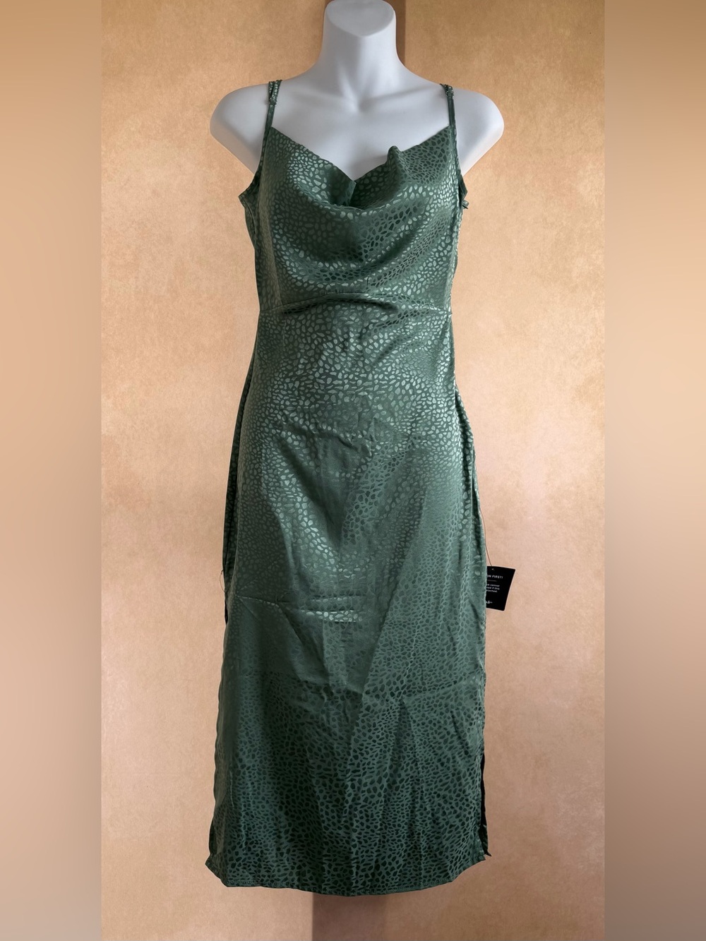 Lulu's Olive Green Strapless Cowl Neck Slip Dress